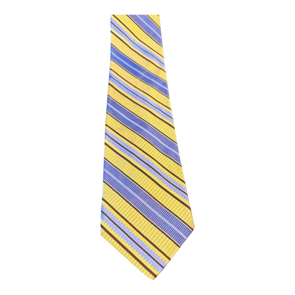 Robert Talbott Best of Class Yellow & Blue Striped Handsewn Silk,3.75” x 60” MT1